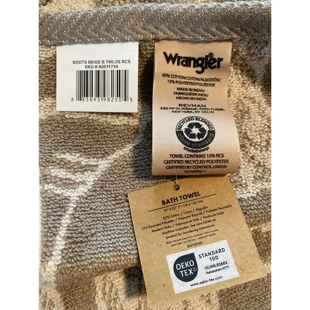 Wrangler Boots Beige 1 Bath Towel - 2 pc Hand Towel Set